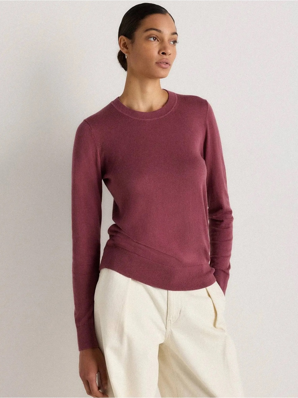 Quince Lightweight Cotton Cashmere Crewneck Sweater - XS